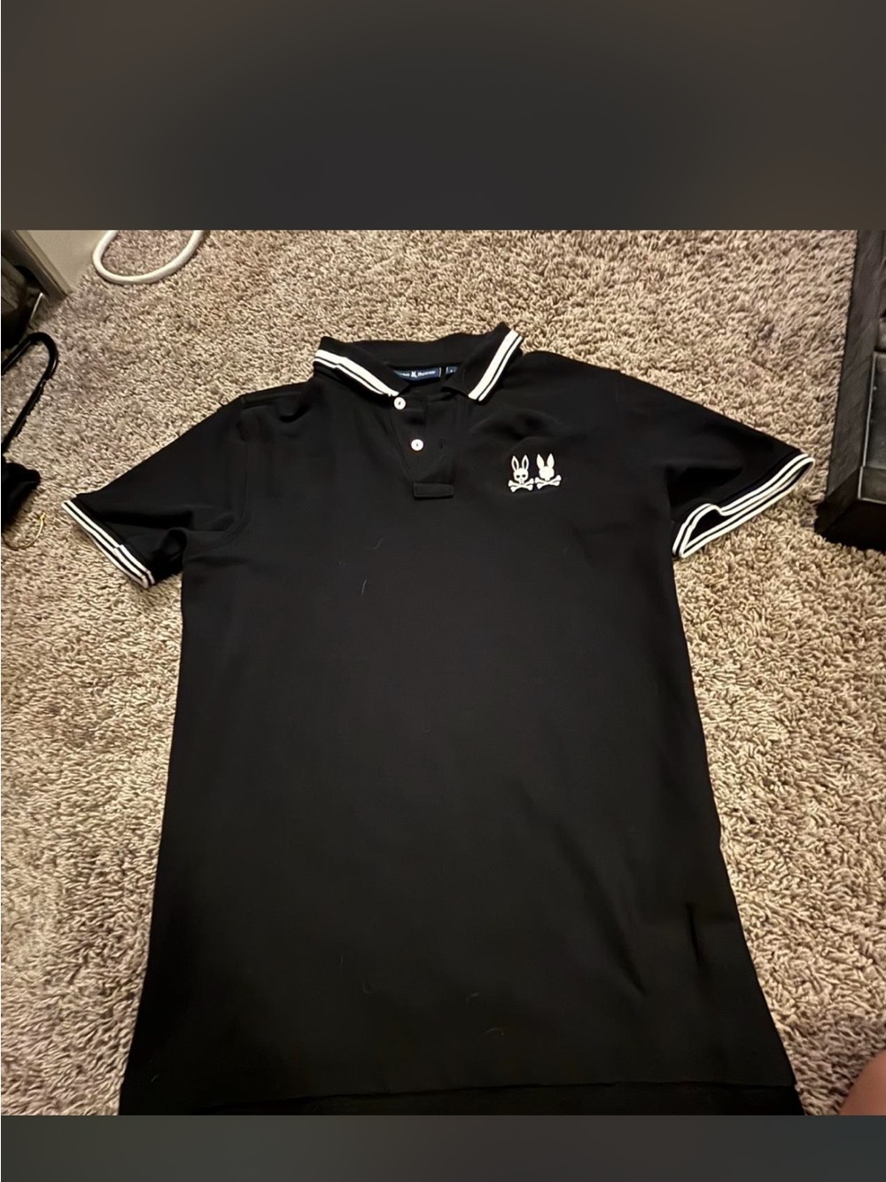 Psycho Bunny Black Polo with White Contrast Trim